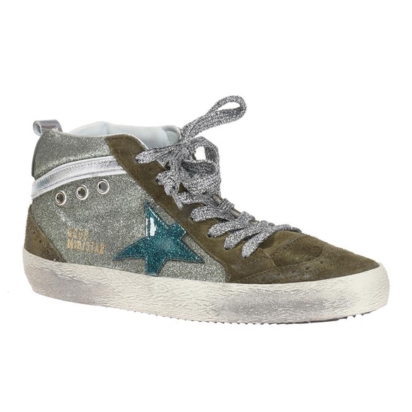 Golden Goose Mid Star Green Glitter Sz. 36 - Picture 12 of 14